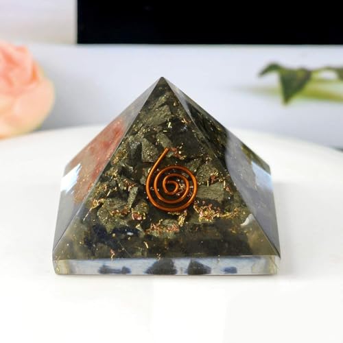 Image of Crystal Pyrite Pyramid | 2 Inch | Reiki Healing Stones | Handmade Spiritual Decor for Home and Office | Vastu Remedy for Success