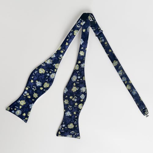 Image of Alizeal Mens 2pcs Floral Pattern Bow Tie Set | Self-tied Pocket Square Colorful Perfect for Weddings Proms Business