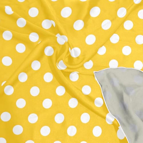 Women's Square Silk Hair Scarves and Wraps Headscarf Yellow Polka Dots Head Neck Scarf Bandana 24inch4