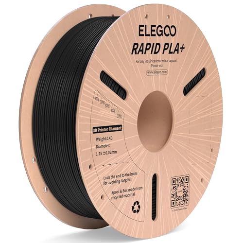 ELEGOO Rapid PLA Plus Filament 1.75mm Noir 1kg, Filament PLA+ pour Imprimante 3D pour Impression Ã  Haute Vitesse 30-600 mm/s, PrÃ©cision Dimensionnelle +/- 0.02 mm, Bobine de Carton de 1kg (2.2lbs)