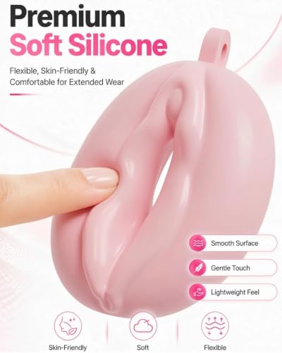 Image of Flat Chastity Cage Sissy Pink Silicone Soft Realistic Vagina (Pink)