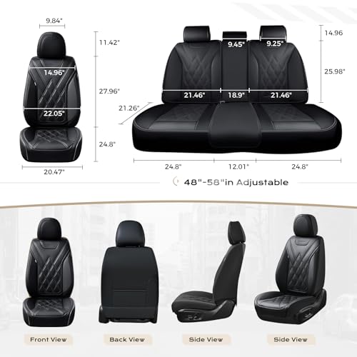 Coverado Car Seat Covers, Front Covers for Cars, Car Seat Cover Front Seats, Automotive Seat Cover, Waterproof, Leather Car Seat Cushion, Universal Interior Seat Protectors for Most Cars Black by Coverado - Image 6