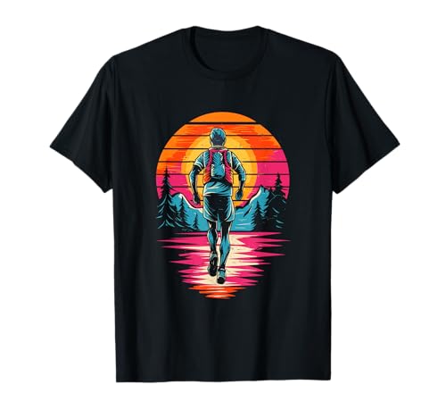 Rétro Sunset Course De Trail Marathon Coureur Marathoniens T-Shirt