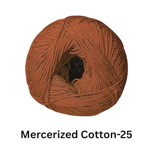 Image of VCR 4 Ply Caramel Brown 100% Mercerized Cotton Yarn, 60 Grams Hank, 190 Meters Length, Cotton Combed Ball, Smooth and Glossy Crochet Yarn for Crochet and Knitting, Pack of 1, Suitable for DIY Crafts