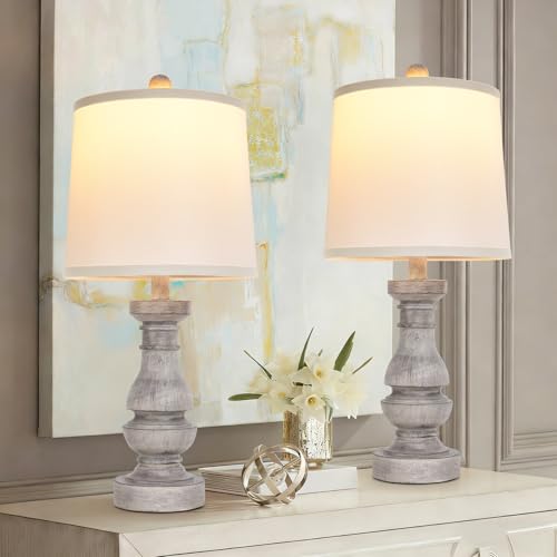 2 lámparas de mesa de resina gris, 22 pulg., pack