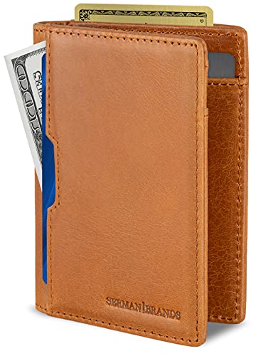 SERMAN BRANDS Wallets for Men Slim Mens leather RFID Blocking Minimalist Card Front Pocket Bifold Travel Thin (California Desert 5.S)