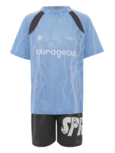 Kids Boys Athletic Short Sets 2 Piece Short Sleeve T-shirt And Print Shorts For Sport Workout Blue 18-24 Months3