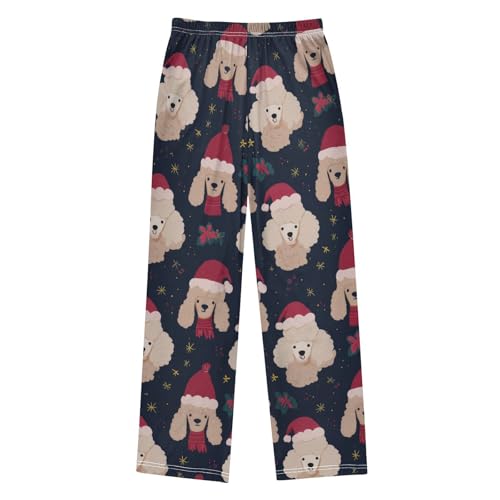 ZZXXB Christmas Poodle Berry Boys Long Pants Soft Trousers Elastic Waist Kids Lounge Bottoms with Pockets S-XL2