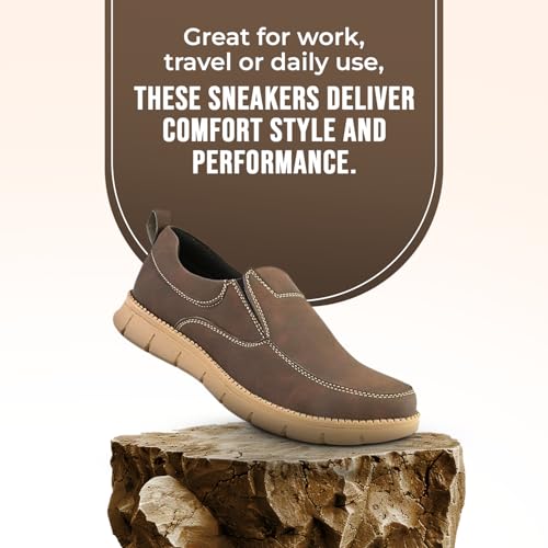 Image of STANPHORD Men Suede Slip-On Sneakers | Casual Daily Walking Shoes | Rubber Anti-Slip Sole | Lightweight Cushioned Streetwear Fashion Footwear (TPSI 5020)