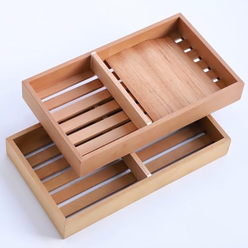 Woho 2pcs Spanish Cedar Cigar Tray with Adjustable Divider & 12 Count Sheets Open Cedar Cigar Trays with Scent for Cigar Organization/Storage/Aging Cigar Tray for Large Cigar Humidor (12X7X1.57)