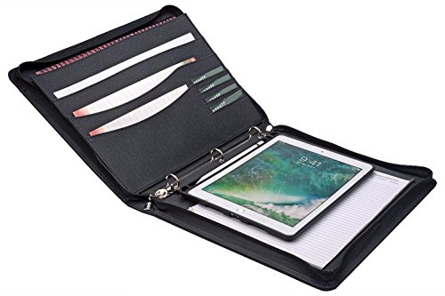 Icarryalls Zipper Binder Portfolio With Ipad Holder Notepad Holder, Organizer Ipad Padfolio With 3-Ring Binder For Ipad Air 3 10.5" / Ipad Pro 10.5, 11.3X11.3X14.0 In. #TOP1