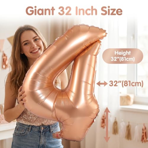Image of YPSelected 32 Inch Large Foil Helium Number Balloon Birthday Wedding Party 0-9 (Orange, 4)