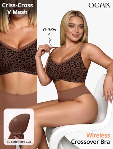 Image of OEAK Womens Wireless Jelly Bras V Mesh Comfortable Bralette Supportive Tshirt Bra No Underwire Seamless Push Up Everyday Bras