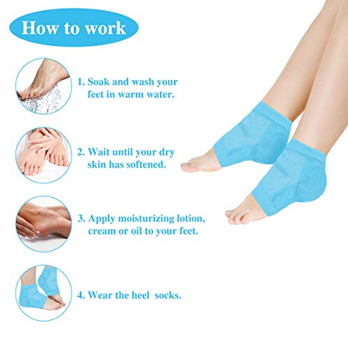 Harapu Heel Moisturizing Socks Open Toe Socks Cracked Gel Heel Socks Foot Toeless Cooling Heel Repair Socks For Women Dry Hard Cracked Feet, 2 Pairs - Blue & Pink #TOP4