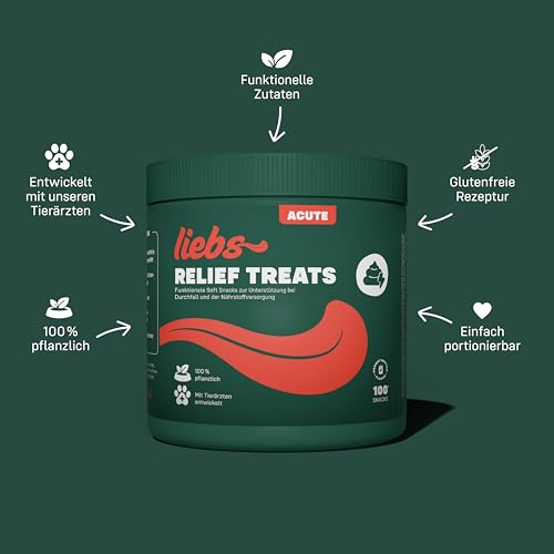liebs Hunde Supplement Verdauung, Darm & Magen (2 x 300g) Relief Snack | Heilmoor für Hunde mit empfindlichen Magen | Dog Treats unterstützen die Normale Verdauung | Kohletabletten | 100% pflanzlich
