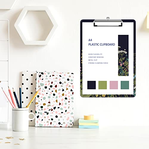Image of Plastic A4 Clipboards, Clip Board Stardard Letter Size 9 x 12.5 in | Office Decorative for Students Women Men and Kids,Wild Grass