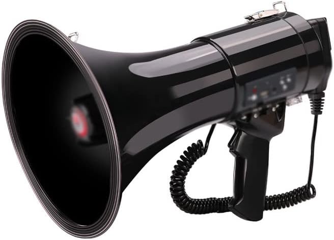 Megaphone Portable USB Megaphone Speaker Siren Bullhorn 50W High Power Voice Amplifier, Adjustable Volume Loudspeaker Multifunction Bullhorn Bullhorn Amplifiers