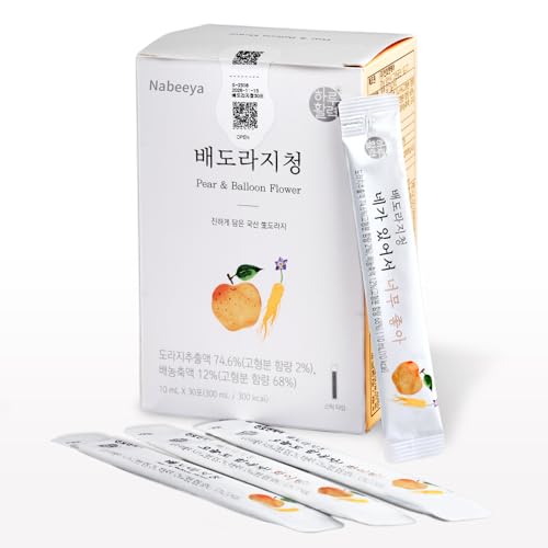 Korean Bellflower Root Extract 30pcs Pear, Jujube & Quince Concentrate, Honey, Fiber & Vitamin-Rich Healthy Tea Korean food for a Quick Nutritious Snack for All Ages (0.4Oz x 30 Pouches)