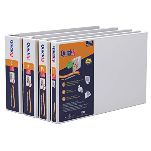 Quickfit Heavy Duty 11 X 17 Inch Landscape Spreadsheet View Binder, 3 Inch, Locking Angle D Ring, White (94050) #TOP2