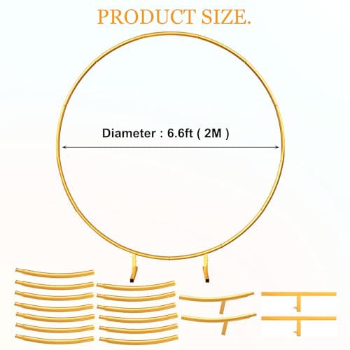 Round Backdrop Stand 6.6ft - Stable Gold Circle Balloon Arch Stand Metal Arch Backdrop Stand for Wedding Birthday Party Baby Shower Decoration