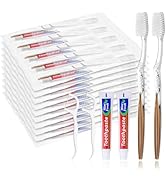 SLequipo 50pcs Disposable Toothbrushes with Toothpaste Floss Individually Wrapped, Disposable Too...
