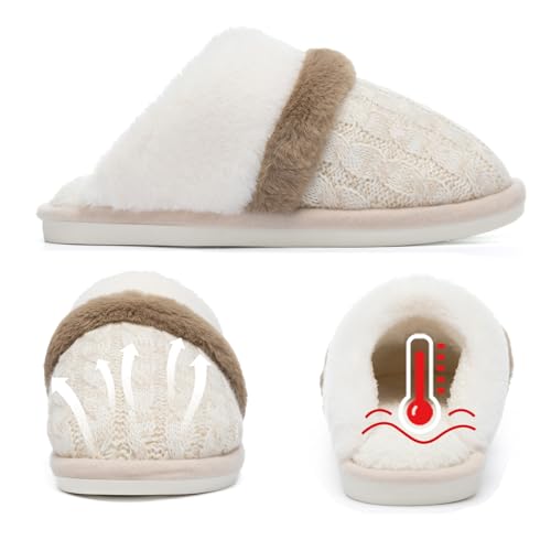 Image of GOEWY Cozy Slippers for Women Indoor and Outdoor Fuzzy House Shoes with Memory Foam Anti-Skid Sole Gifts for Women Mom Ladies