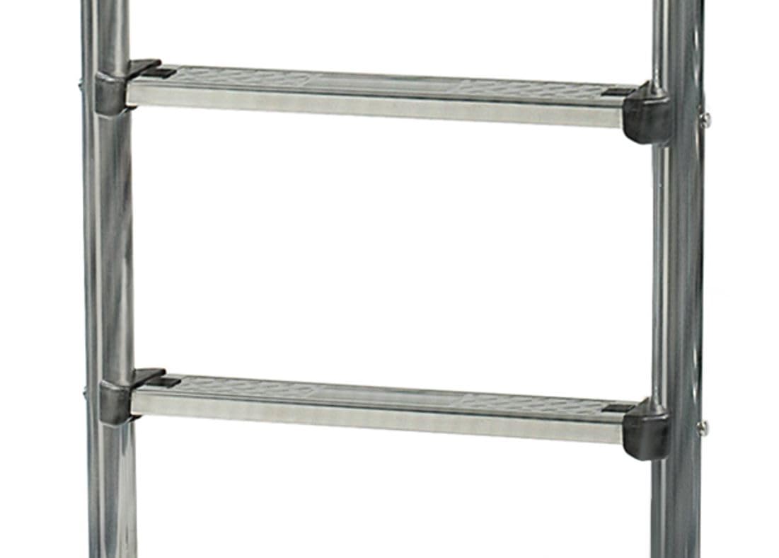 Gre 40272 - Escalera de Seguridad para Piscinas Enterradas - Acero Inoxidable, Peldaños Antideslizantes y Sistema de Protección Infantil