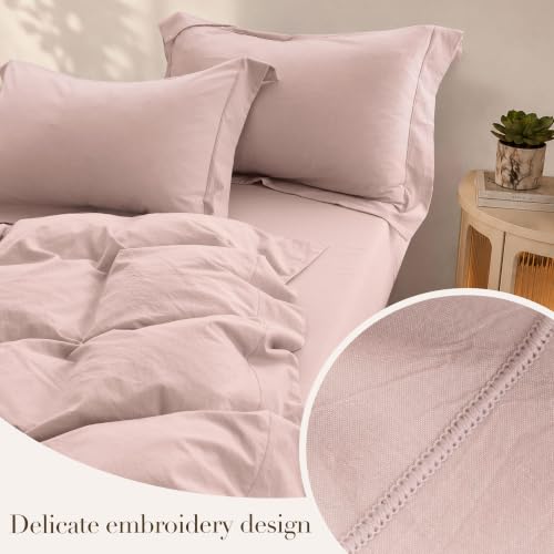 ELIMMO Duvet Cover Set Washed Cotton Embroidered Hem Queen 3‑Pcs by ELIMMO - Used condition - Image 4