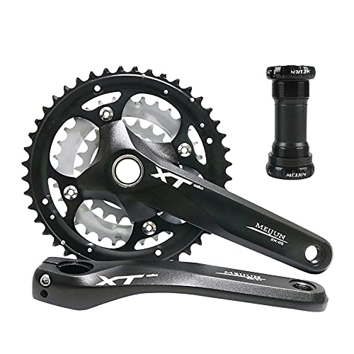 LICHUXIN Manivelle De Vélo 170Mm, Manivelle Creuse VTT 64 / 104Mm BCD avec Boîtier De Pédalier Et Plateau À Trois Couches À Vitesse Variable 44T-32T-22T, Compatible avec La Vitesse 7/8/9 Cover
