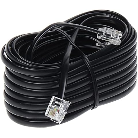 Jafsal Online RJ11 Cable ADSL Extension Lead- Premium Quality- High Speed Gold Plated Contact Pins- Male to Male Router or Modem to RJ11 ideal for- Phone Socket or Microfilter, Landline Wire-30m Black Cover
