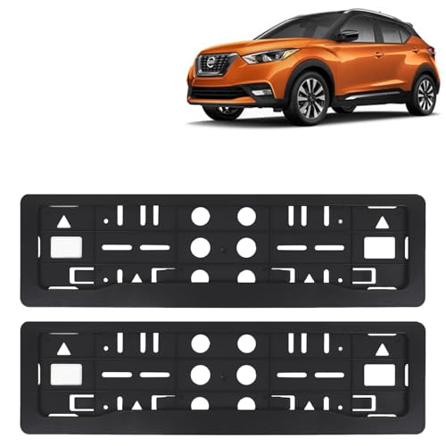 Image of KINGSWAY Kicks Car Number Plate Frames for All 2018 to 2023 Models of Nissan Car Registration Plate Holders, Black Licence Plate Covers (Front and Rear), Universal Size 51.5 x 14.5 cm