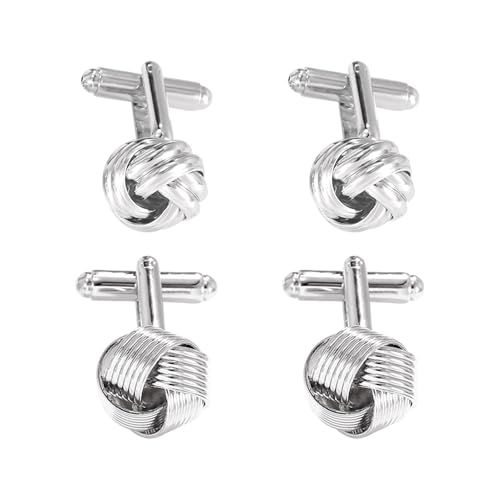 Image of GDFHBD 2 Pairs Of Men'S Shirt Cufflinks, The Metal Is Durable And Textured, And The Knot Rope Is Firmly Worn. It Is Suitable For Suits, Business Weddings And Graduation Gifts.