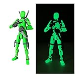 Nemoro Pre-Assembly 3D Printed 5.54'' Stick 13 Action Figure, Multi-Jointed Tian13, Articulated T13 Desktop Decoration,12 in 1 d13 Accessories Best Birthday Festival Gift (Glow Green)