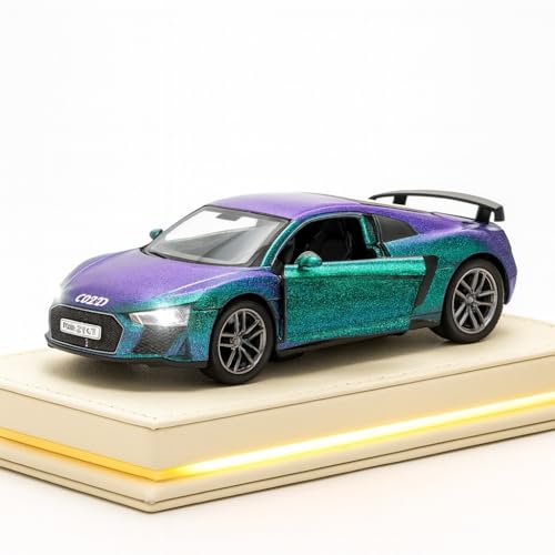 Image of 1:32 Scale Audi R8 Die-Cast Car - Alloy Pull Back Toy Vehicle with Lights, Engine Sounds & Openable Doors - Metal Sports Car Model for Boys, Kids & Collectors (Color as per Stock)