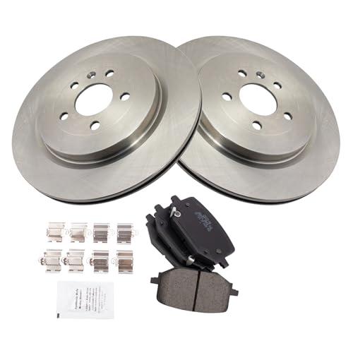 Image of TRQ Rear Brake Pad and Rotor Set Ceramic Compatible with 2013-2019 Ford Police Interceptor Utility