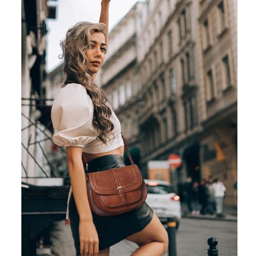 AFKOMST Crossbody Bags for Women,Small Saddle Purse and Boho Cross Body Handbags,Vegan Leather3