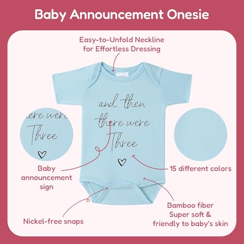 And Then There Were Three Funny Pregnancy Announcement Infant Baby Onesie, Baby Announcements Ideas for Family2