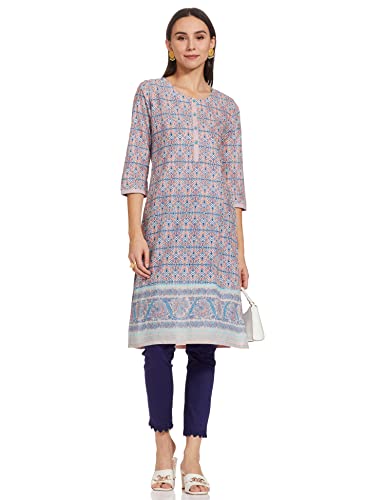 Image of Rangriti Womens Round Neck Printed Kurta