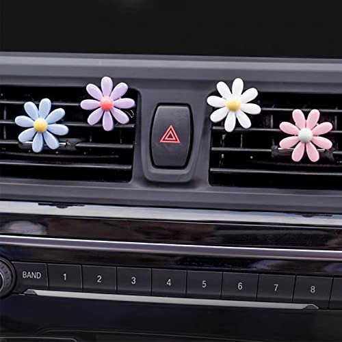 Image of 6 Pieces Daisy Flower Air Vent Clips Cute Colorful Flowers Air Vent Clips Car Interior Decor Charm with Dry Fragrance Pads for Girls Women Car Decoration Accessories