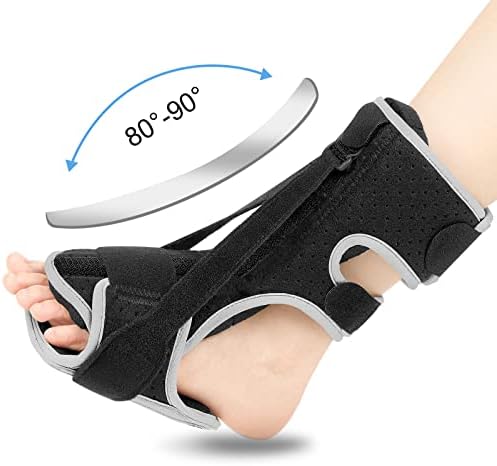WOSHSHEN Plantar Fasciitis Night Splint, Adjustable Plantar Fasciitis Relief Night Splint for Women & Men, Relief Brace for Plantar Fasciitis Relief, Achilles Tendonitis and Foot Drop (Black, Large)