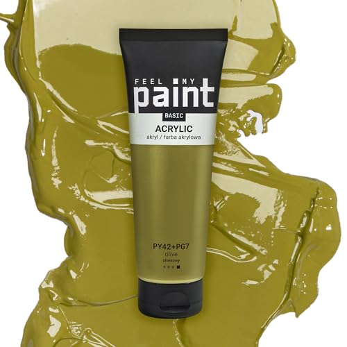 FeelMyPaint Acrylfarbe Olivgrün (Olive) – 120 ml hochpigmentierte Künstlerfarbe zum Malen auf Leinwand, Papier, Stoff, Holz, Glas, Keramik, Metall, Stein FeelMyPaint Acrylfarbe Olivgrün (Olive) – 120 ml hochpigmentierte Künstlerfarbe zum Malen auf Leinwand, Papier, Stoff, Holz, Glas, Keramik, Metall, Stein