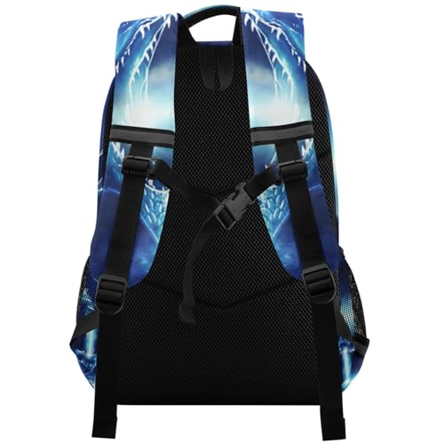 Angry Dragon School Backpacks with Chest Strap for Teens Boys Girls,Lightweight Student Bookbags 17 Inch, Blue Casual Daypack Schoolbags2
