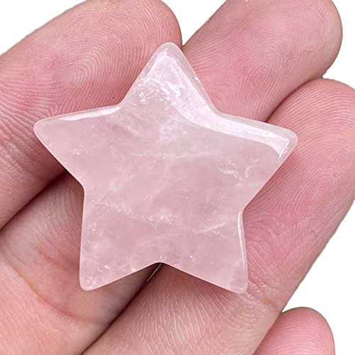 Fekuar Rose Quartz Crystal Star Chakra Stones for Reiki Healing Yoga Balance Meditation Polished Mini Pocket Palm Stone 1 Inch (30mm)