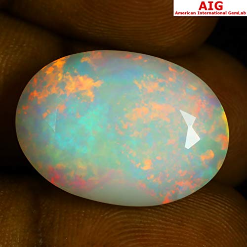 17.32 Ct Aig Certified Facet Oval Shape (21 X 15 Mm) Genuine And Natural Transparent Play Of Color Ethiopian Welo Fire Opal Loose Gemstone #TOP2