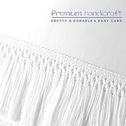 K Masaniji 2Pack White Boho Tassel Pillow Sham Covers Queen Size, Soft Breathable Cotton Fringe Pillowcases Farmhouse Bed Pillow Covers Envelope Closure (White, 20X30 Inches) #TOP4