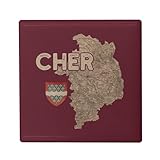 Aimant Frigo Céramique Carré   Cher 18 Département Bourges Carte Ancienne Rare   Format 5x5cm  Magnet Décoratif Souvenir pour Réfrigérateur et Tableau Magnétique Imprimé en France