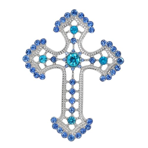 Image of Gyn&Joy Sparkle Crystal Rhinestones Holy Cross Brooch Pin Jewelry For Women Men