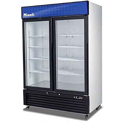 Migali C-49RM-HC Two Glass Door Merchandiser Refrigerator, 49 cu/ft, Beverage Display Cooler, LED Lights, Strong Casters, Digital Temperature Controller Display, Door Locks