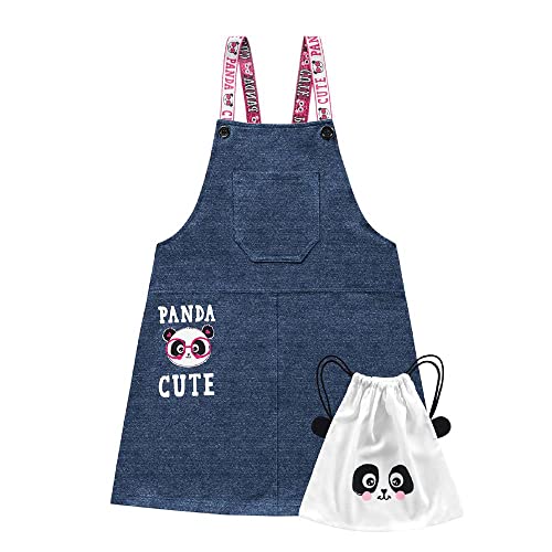 Conjunto Salopete e Bolsa Panda Cute- Fakini Kids Jeans Escuro/branco 8