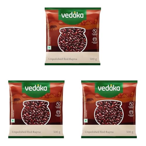 Image of Amazon Brand - Vedaka Unpolished Red Rajma | 500 G | Premium Red Rajma (Pack of 3)
